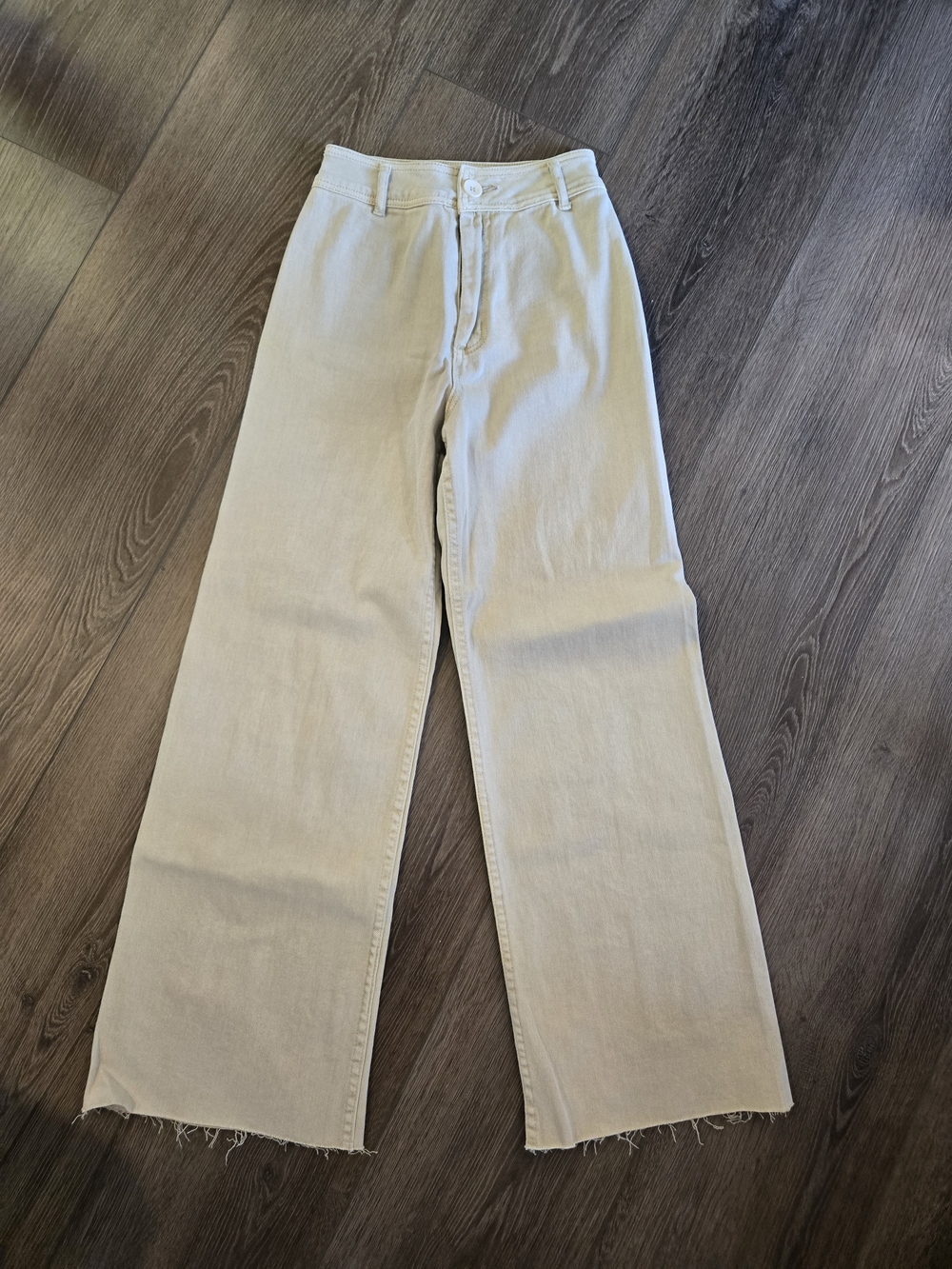 Women's Wide-Leg Cotton Pants in Light Beige